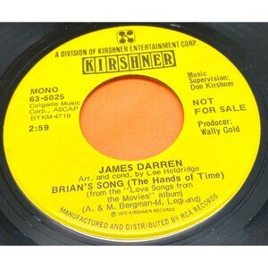 James Darren Brians Song / Thank Heaven For Little Girls 45 Vinyl 70s Pop Promo
